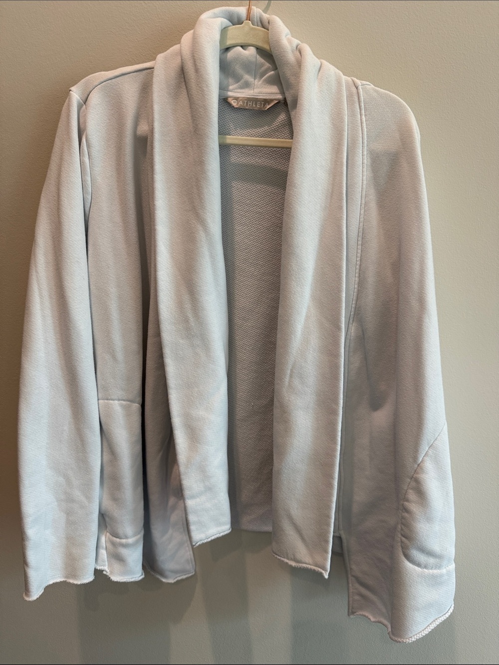 Athleta Pale Blue Cozy Open-Front Shawl Collar Jacket